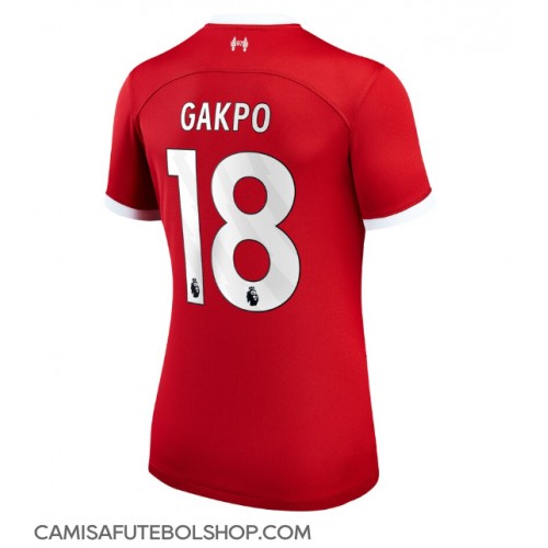Camisa de time de futebol Liverpool Cody Gakpo #18 Replicas 1º Equipamento Feminina 2023-24 Manga Curta